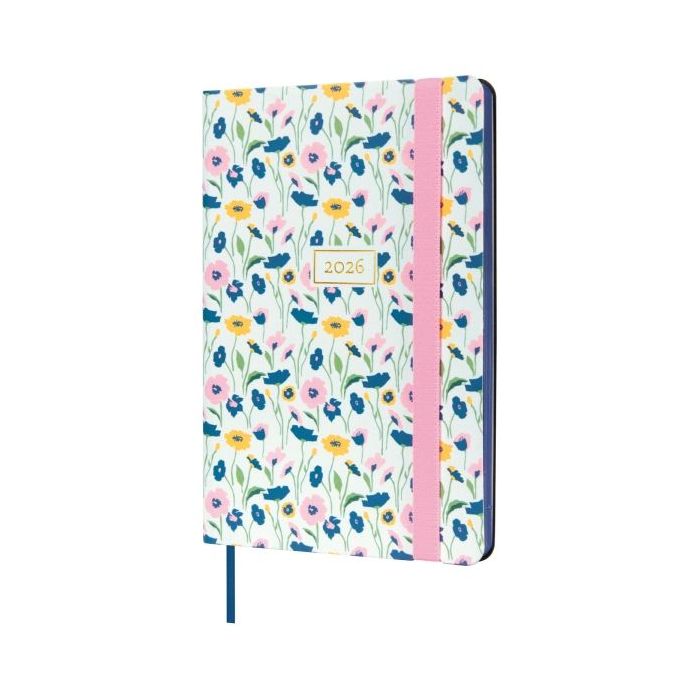 Finocam Flexi Joy Agenda - Anual 2026 - Tapa Blanda - Formato F4 - 120x13x172mm - Semana Vista Horizontal - Tematica de Flores