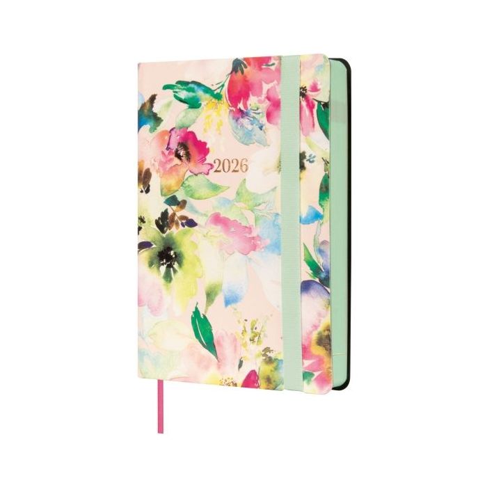 Finocam Flexi Joy Agenda - Anual 2026 - Tapa Blanda - Formato F2 - 85x23x130mm - 1 Dia por Pagina - Tematica de Flores