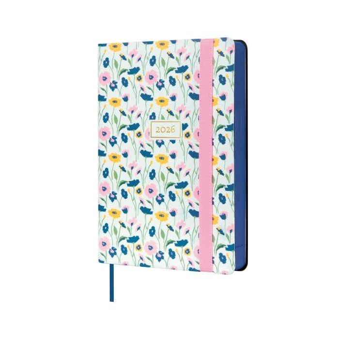 Finocam Flexi Joy Agenda - Anual 2026 - Tapa Blanda - Formato F4 - 120x23x172mm - 1 Dia por Pagina - Tematica de Flores