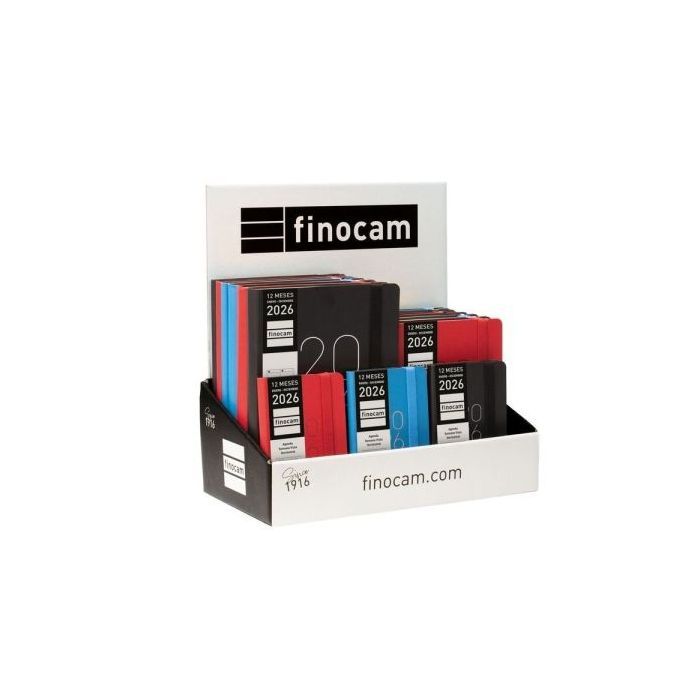 Finocam Flexi Lisa Expositor con 15 Agendas Surtidas en Catalan - Anual 2026 - Tapa Blanda - Color Surtidos