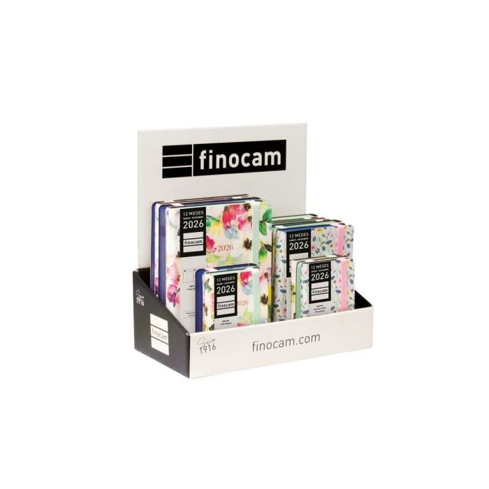 Finocam Flexi Joy Expositor con 15 Agendas Surtidas en Catalan - Anual 2026 - Tapa Blanda - Color Surtidos