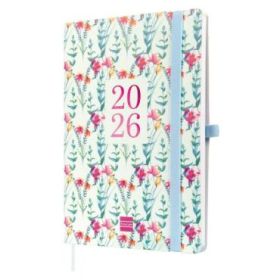 Finocam Capri Agenda Internacional - Anual 2026 - Formato FA5 - 153x13x214mm - Semana Vista en Vertical - Tematica de Flores