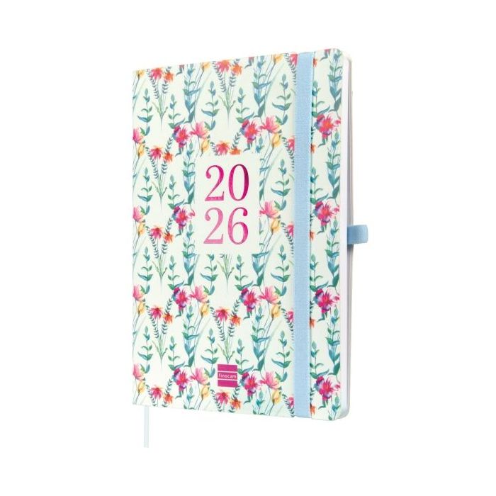 Finocam Capri Agenda Internacional - Anual 2026 - Formato FA5 - 153x13x214mm - Semana Vista en Vertical - Tematica de Flores