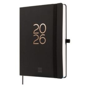 Finocam Capri Agenda Internacional - Anual 2026 - Formato FA5 - 153x23x214mm - 1 Dia por Pagina - Color Negro