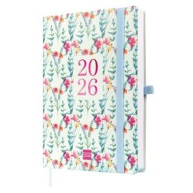 Finocam Capri Agenda Internacional - Anual 2026 - Formato FA5 - 153x23x214mm - 1 Dia por Pagina - Tematica de Flores