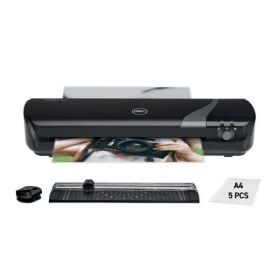 GBC Inspire+ A4 Set de Plastificadora + Recortadora de Esquinas + Cizalla + Paquete de 5 Bolsas de Plastificacion A4 - Hasta Tamaño A4 - Velocidad 250mm/min - Calentamiento en 4 Minutos - Ajuste Adicional Frio - Grueso Bolsa 75 y 125mic - Color Negro