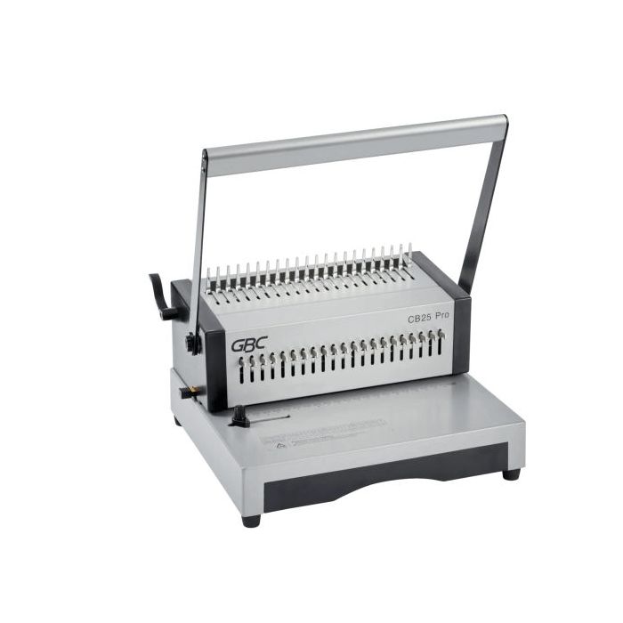 GBC CombBind CB25 Pro Encuadernadora Manual de Canutillo - Encuaderna hasta 500 Hojas A4 - Puede Perforar hasta 25 Hojas - Rapida y Sencilla de Usar - Color Plata