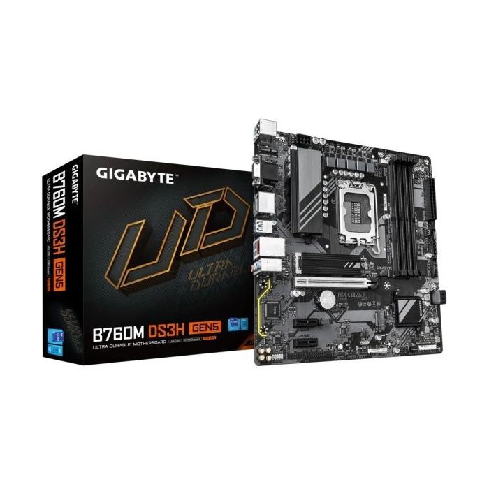 Gigabyte B760 DS3H Gen5 Placa Base Intel 1700 4x DDR5 VGA, HDMI, DisplayPort - MicroATX