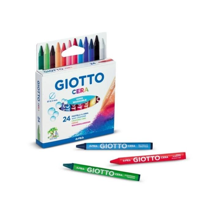 Giotto Pack de 12 Lapices de Cera - Extraresistentes - Facil de Sacar Punta - No Mancha