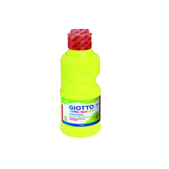 Giotto Extra Quality Fluo Tempera - 250ml - Lispa para el Uso - Botella Bio Pet - Color Amarillo Fluorescente