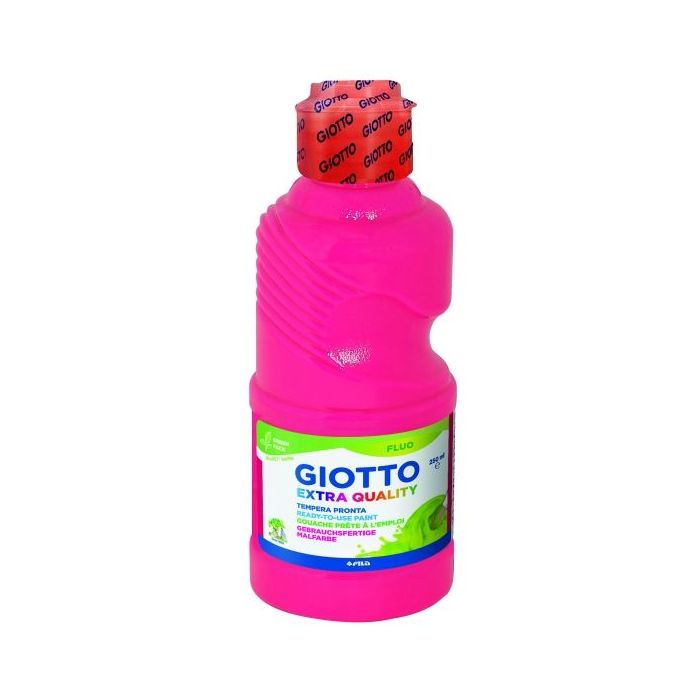 Giotto Extra Quality Fluo Tempera - 250ml - Lispa para el Uso - Botella Bio Pet - Color Rosa Fluorescente