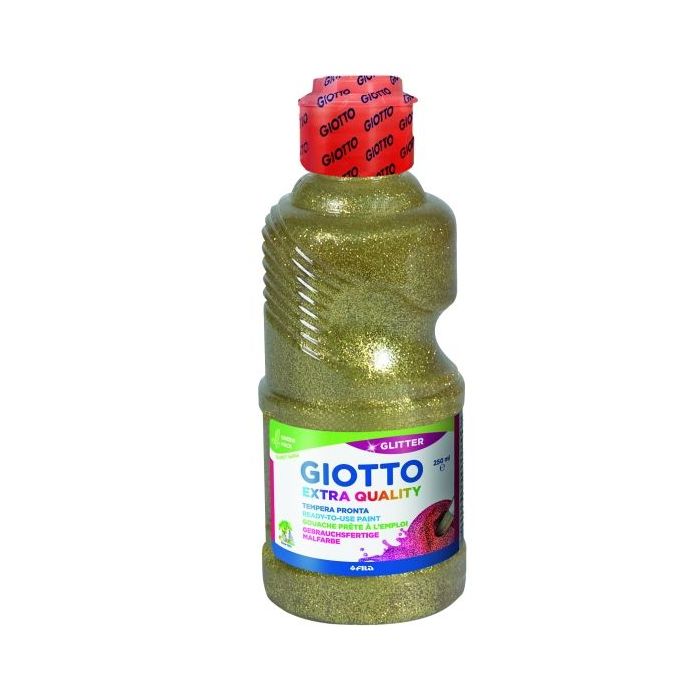 Giotto Extra Quality Glitter Tempera - 250ml - Lispa para el Uso - Botella Bio Pet - Color Oro