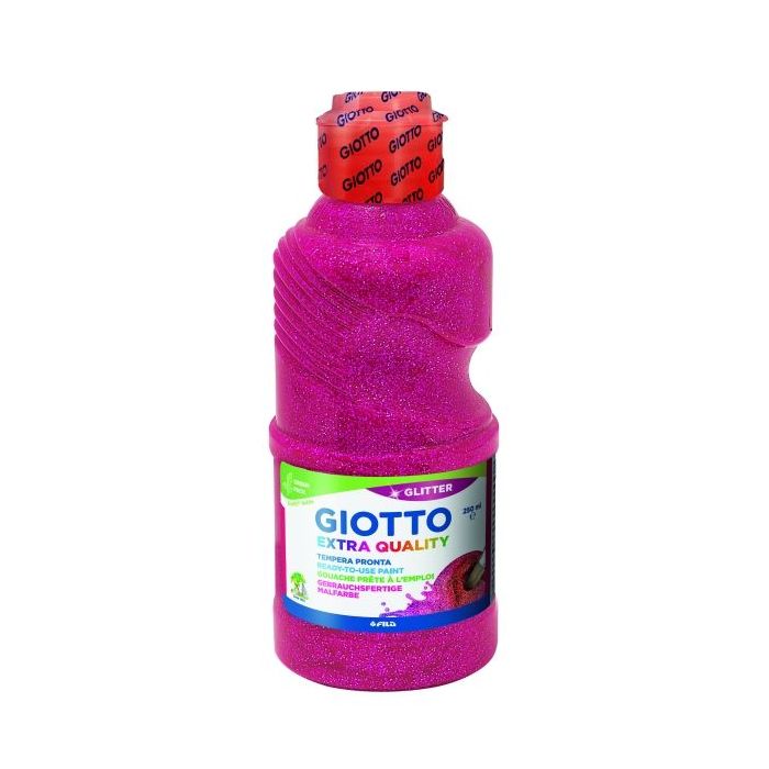 Giotto Extra Quality Glitter Tempera - 250ml - Lispa para el Uso - Botella Bio Pet - Color Magenta