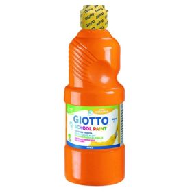 Giotto School Paint Tempera - 500ml - Lista para el Uso - Super Lavable - Botella Bio Pet - Color Naranja