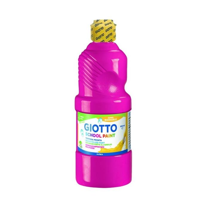 Giotto School Paint Tempera - 500ml - Lista para el Uso - Super Lavable - Botella Bio Pet - Color Magenta