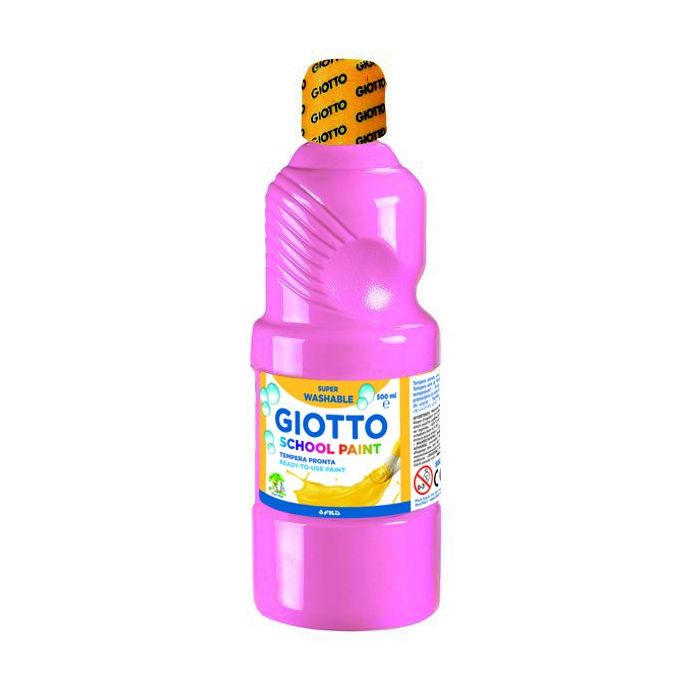 Giotto School Paint Tempera - 500ml - Lista para el Uso - Super Lavable - Botella Bio Pet - Color Rosa Claro