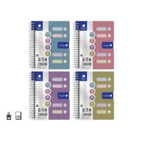 Golden Pack de 12 Cuadernos A6 120 Hojas 90gr Cuadricula 5x5 - Tapa Polipropileno - 4 Separadores - Colores Metalizados Surtidos