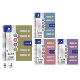 Golden Pack de 6 Cuadernos A5 120 Hojas 90gr Cuadricula 5x5 - Tapa Polipropileno - 4 Separadores - Colores Metalizados Surtidos