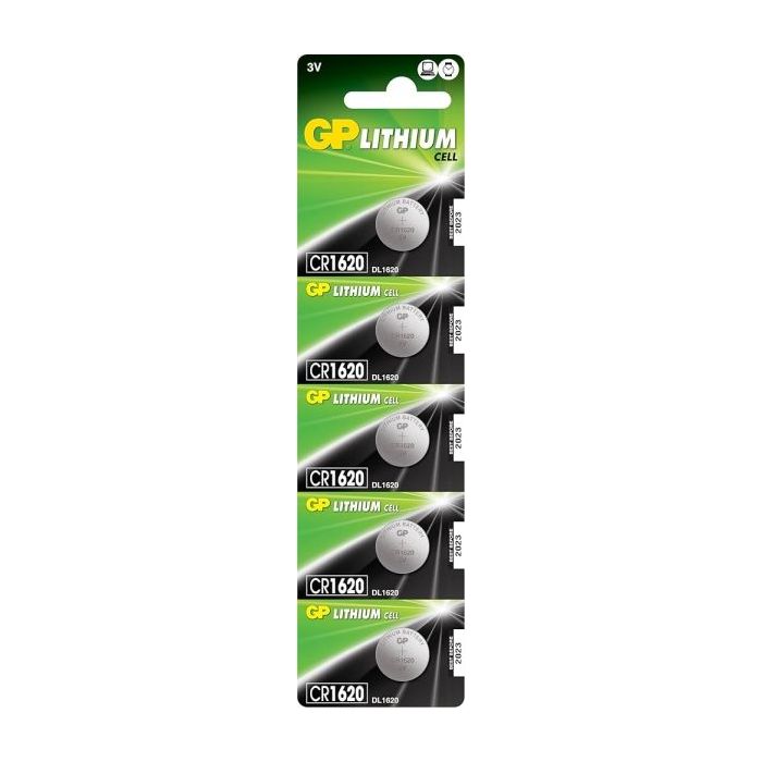 GP Lithium CR1620 Pack de 5 Pilas 3V