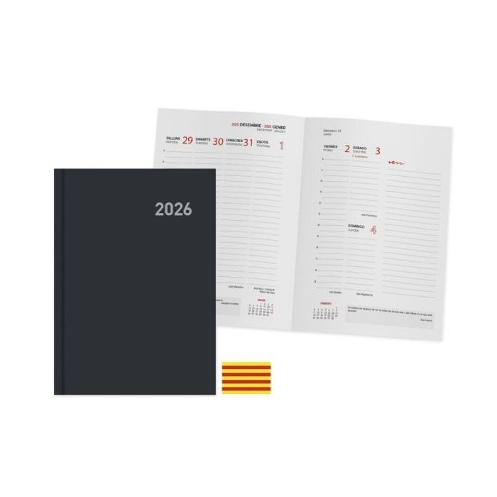 Ingraf Paris Agenda Anual en Catalan - Semana Vista - Tamaño 15x21cm - Color Negro