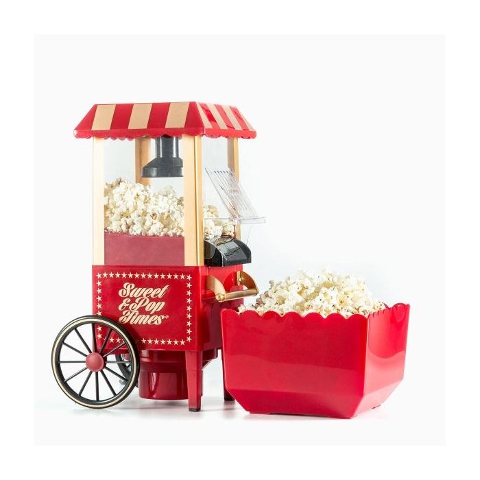 Innovagoods Sweet & Pop Times Palomitera de Aire Caliente - Potencia 1200W - Estilo Vintage - Cocina sin Aceite - Incluye Medidor - Color Rojo