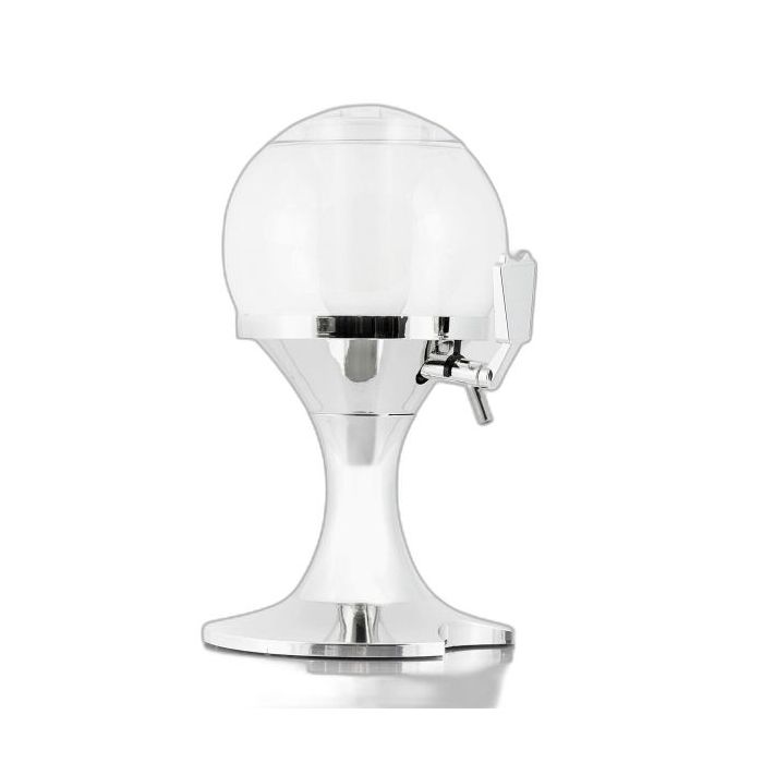 Innovagoods Ball Dispensador Refrigerante para Bebidas - Capacidad 3.5L - Compartimento para Hielo - Facil Limpieza - Deposito Transparente - Libre de BPA - 24x42cm - Color Cromado