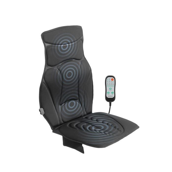 Innovagoods Shiatsu Asiento de Masaje Termico - 5 Modos - Funcion Calor - Regulable en Velocidad - Ergonomico - Incluye Adaptador para Coche - Ligero y Portatil - Color Negro