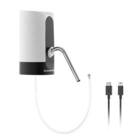 Innovagoods Dispensador de Agua Automatico - Libre de BPA - Recargable USB - Compatible con Garrafas - Incluye Adaptador - Bateria 1200mAh - 7x13x16cm - Color Blanco y Negro