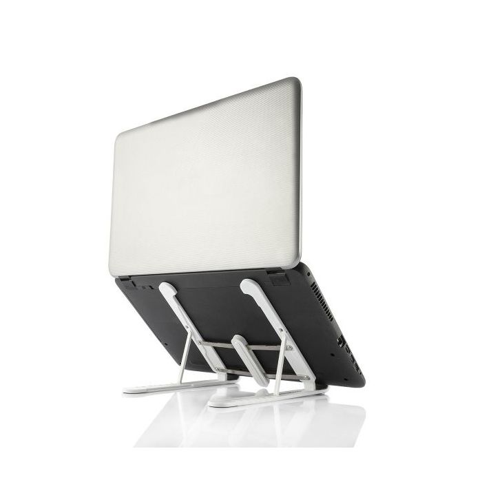 Innovagoods Flappot Soporte para Portatil hasta 17" - Soporte Ajustable - Antideslizante - Ligero - Portatil - Incluye Funda - 8 Niveles de Inclinacion - 21x16.5x26.5cm - Color Blanco