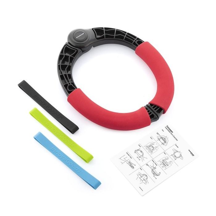 Innovagoods Forcearc Ejercitador de Brazos Regulable - Resistencia Ajustable - Guia de Ejercicios - Material Antideslizante - 3 Bandas de Resistencia - 31.5x26x3.3cm - Colores segun nivel