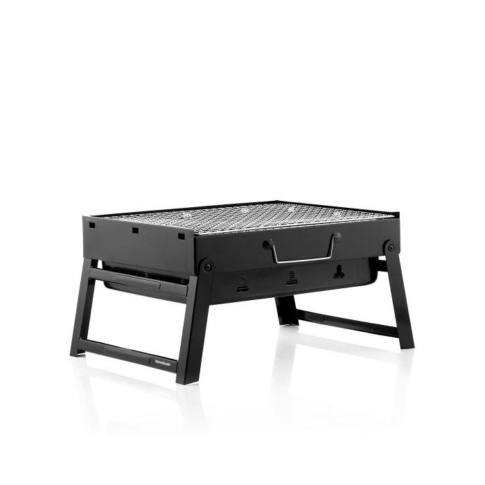 Innovagoods BearBQ Barbacoa Portatil de Sobremesa - Hierro - Plegable - Capacidad hasta 1.5kg de Carbon - Parrilla Extraible de 35X27cm - Facil Limpieza - Compacta - Ligera - 41x28x20cm - Color Negro