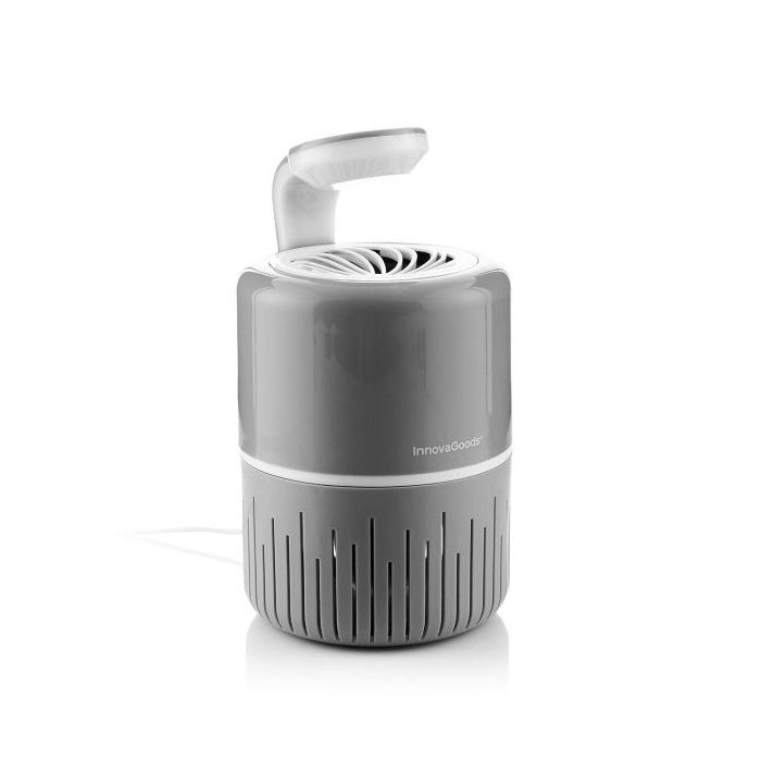 Innovagoods KL Drain Lampara USB Antimosquitos por Succion - ABS - Ecofriendly - Alcance hasta 40m2 - Deposito Extraible - Bajo Consumo - Color Gris y Blanco