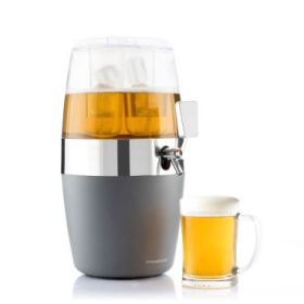 Innovagoods Freer Dispensador Refrigerante para Bebidas - Capacidad 4L - Grifo Antigoteo - Compartimento para Hielo - Compartimento de Almacenaje - 22x41.7x26.5cm - Color Gris, Plateado y Transparente