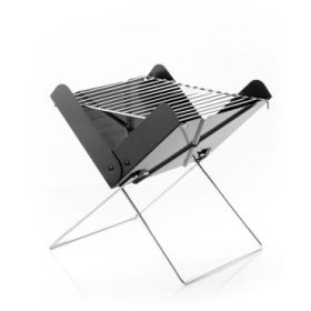 Innovagoods Foldecue Mini Barbacoa Portatil de Sobremesa para Carbon - Plegable - Parrilla de 30X24.5cm - Facil de Limpiar - Compacta - Ligera - 31x28x30cm - Color Negro