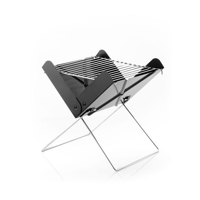 Innovagoods Foldecue Mini Barbacoa Portatil de Sobremesa para Carbon - Plegable - Parrilla de 30X24.5cm - Facil de Limpiar - Compacta - Ligera - 31x28x30cm - Color Negro