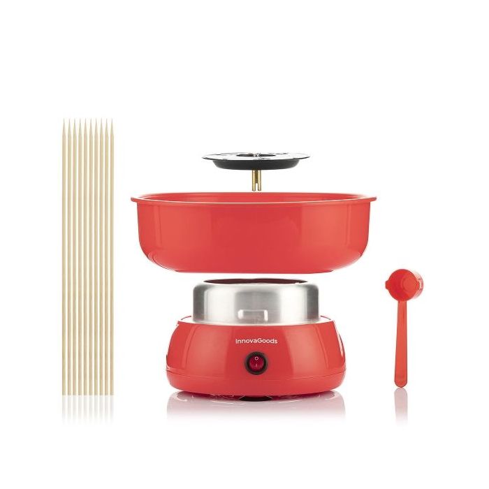 Innovagoods Cantty Maquina de Algodon de Azucar - Potencia 450W - Facil de Limpiar - Incluye Palos y Cuchara - Ideal para Fiestas - Color Rojo