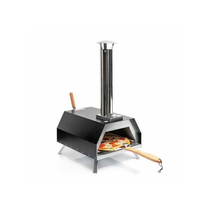 Innovagoods Pizzahven Horno para Pizza con Dispensador de Pellets - Control de Temperatura - Incluye Accesorios - Facil Transporte - 42x81x80cm - Color Negro y Acero