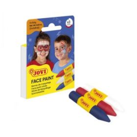 Jovi Face Paint Adventure Pack de 3 Barras de Maquillaje - Para todo Tipo de Pieles - Se Limpia Facilmente - Colores Blanco, Rojo y Azul