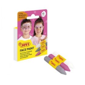 Jovi Face Paint Fantasy Pack de 3 Barras de Maquillaje - Para todo Tipo de Pieles - Se Limpia Facilmente - Colores Blanco, Rosa y Gris