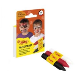 Jovi Face Paint Scary Pack de 3 Barras de Maquillaje - Para todo Tipo de Pieles - Se Limpia Facilmente - Colores Blanco, Rojo y Negro