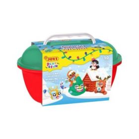 Jovi Play & Fun Cofre Christmas Adventure con 24 Barras de Plastilina 15gr + Modeladores + Recortables - Sin Gluten - Base Vegetal - No se Seca - Colores Surtidos
