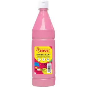 Jovi Tempera Paint Tempera Liquida 1000ml - Base Agua - Lista para Usar - Alto Poder Cubriente - Secado Rapido - Excelente Rendimiento - Facil Aplicacion - Color Rosa