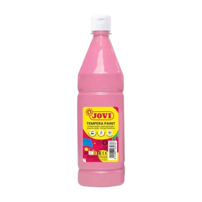 Jovi Tempera Paint Tempera Liquida 1000ml - Base Agua - Lista para Usar - Alto Poder Cubriente - Secado Rapido - Excelente Rendimiento - Facil Aplicacion - Color Rosa