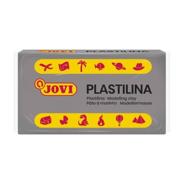 Jovi Caja de 30 Pastillas de Plastilina 50gr - Pasta Vegetal - No Endurece - sin Gluten - Inocua - Facil de Moldear - Ideal para Volumen y Moldes - Color Gris
