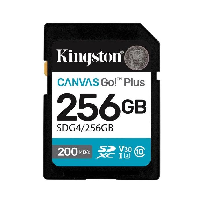 Kingston Tarjeta SDXC 256GB UHS-I U3 V30 Clase 10 200MB/s Canvas Go Plus