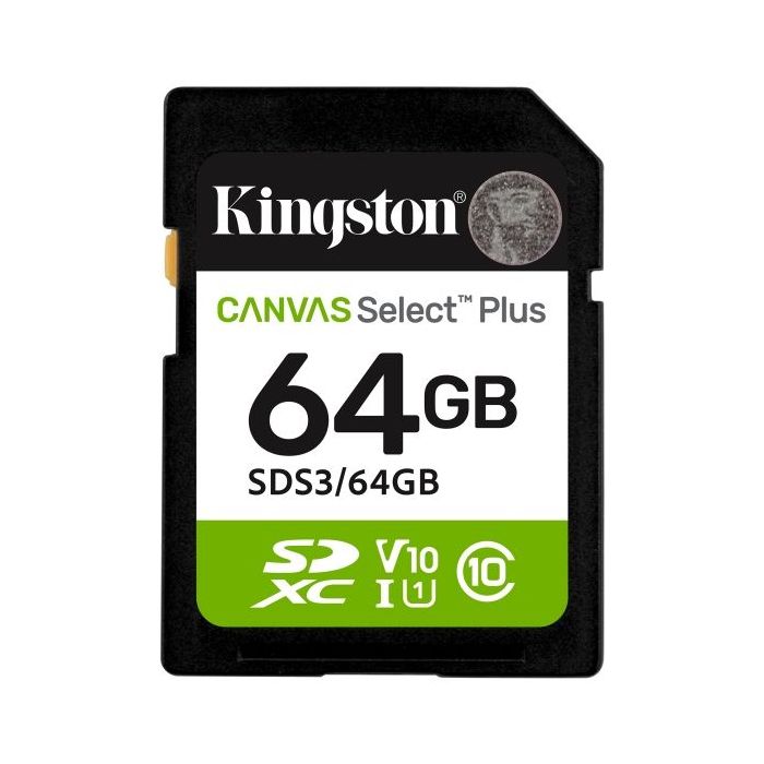 Kingston Tarjeta SDXC 64GB UHS-I Clase 10 100MB/s Canvas Select Plus