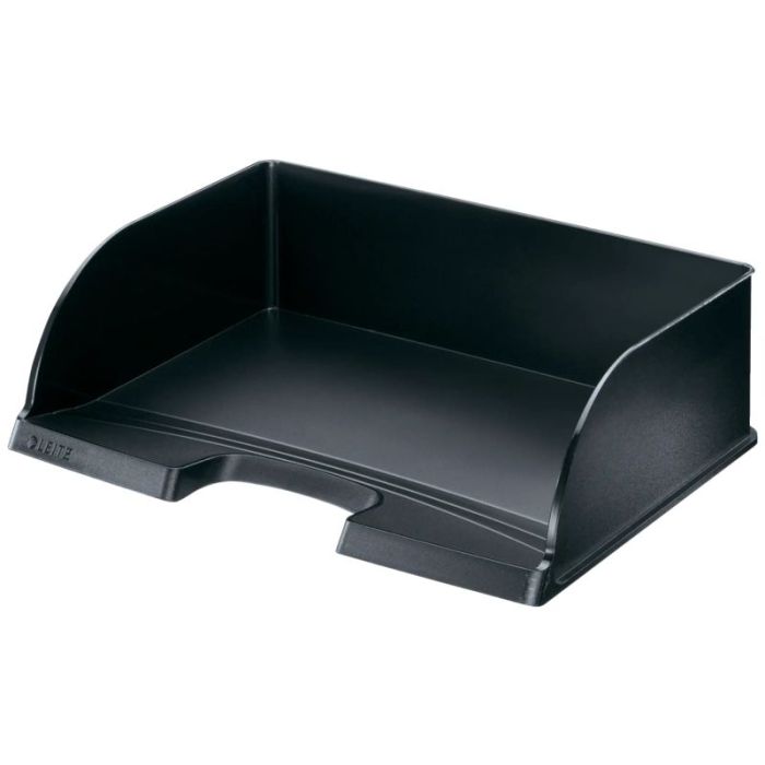 Leitz Plus Jumbo Bandeja Portadocumentos de Gran Capacidad - Acceso Apaisado - Hasta 10uds Apilables - Color Negro