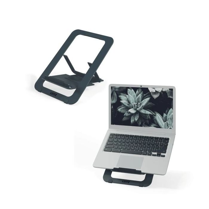 Leitz Soporte para Portatiles hasta 17" - Fabricado en Aluminio - Ultraplano con Diseño SlimLift - 5 Ajustes de Altura - Color Gris Oscuro