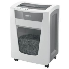 Leitz IQ Office Pro P4 Destructora de Papel Corte Confeti P-4 - Destruye hasta 20 Hojas - Capacidad de la Papelera 30L - 4 Horas de Funcionamiento Ininterrumpido - Color Blanco/Gris