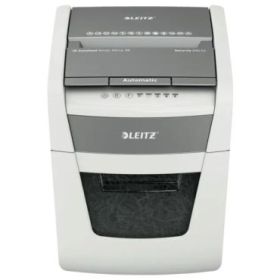 Leitz IQ Autofeed 50X P4 Destructora Automatica de Papel Corte en Particulas P-4 - Autoalimentacion 50 Hojas, Manual 6 Hojas - Papelera de 20L - Color Blanco/Gris